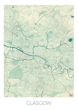 Glasgow Map Blue