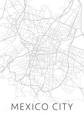 Mexico City Map BW Streets