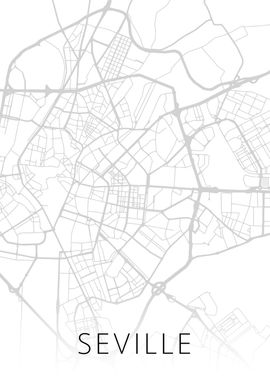 Seville Spain City Map BW