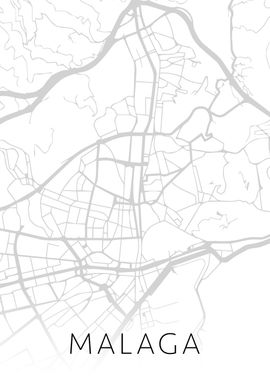 Malaga City Map BW Streets