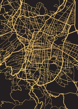 Mexico City Map Gold