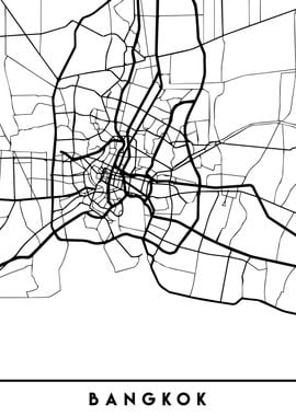 Bangkok Map Thailand Black