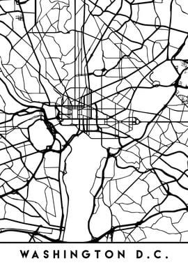 Washington DC Map Black