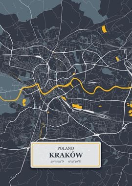 Krakow Poland City Map wit