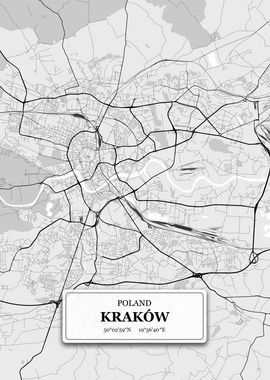 Krakow Poland City Map wit