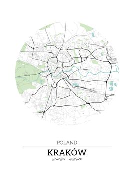 Krakow Poland City Map wit