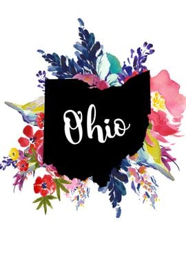 Ohio state map floral