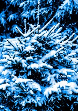 Blue Christmas Tree Snow