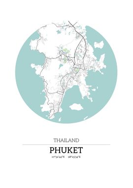 Phuket Thailand City Map w