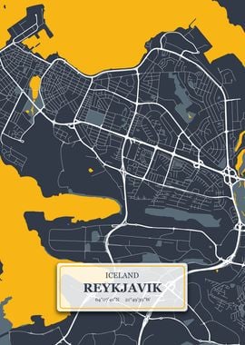 Reykjavik Iceland City Map