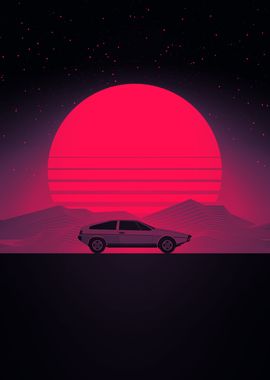 Sunset Future Car Drive