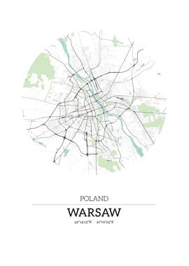 Warsaw Poland City Map 