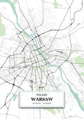 Warsaw Poland City Map 