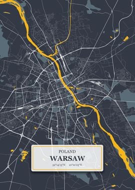 Warsaw Poland City Map 