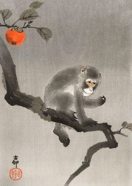 Monkey on tree Woodblock