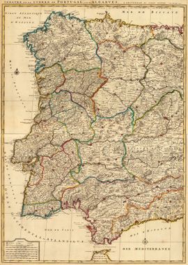 Portugal Old Map 1708