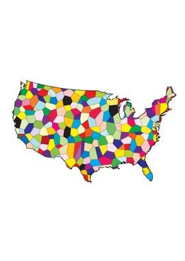 USA Flag Map Patchwork