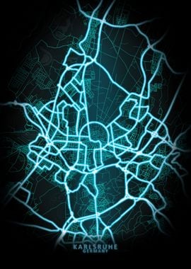 Karlsruhe Germany Neon Map