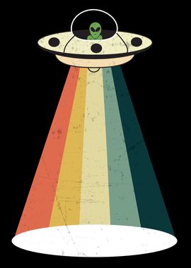 Vintage colors ufo retro