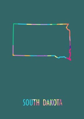 South Dakota Map Green Bg