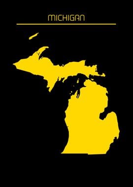 Michigan Map Gold