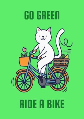 Go Green Ride a Bike Cat