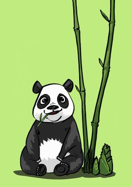 Panda Bear with bamboo