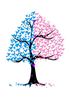 Boy Girl Hearts Tree