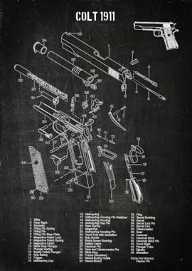 'colt 1911' Poster, picture, metal print, paint by MAXART DESIGN | Displate