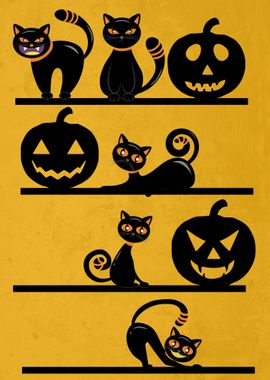 Halloween Cats Shelf