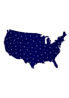 USA Map Star Silhouette