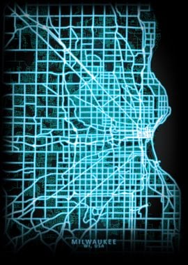 Milwaukee WI USA City Map