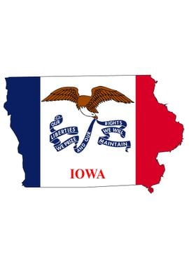 Iowa Outline Map and Flag