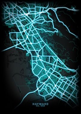 Hayward CA USA City Map