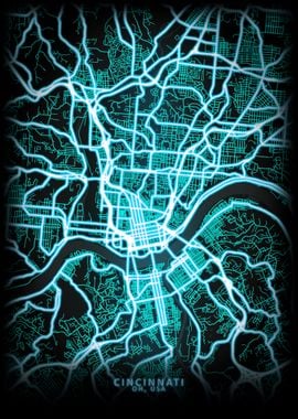 Cincinnati OH USA City Map