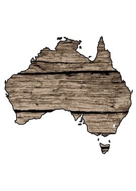 Australia Map In Driftwood