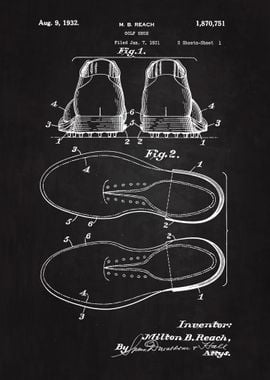 1932 Golf Shoe Patent Art