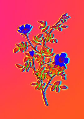 Pink Neon Pop Art Flower