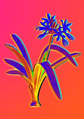 Blue Neon Flower on Pink