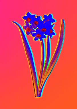 Neon Blue Flower on Pink