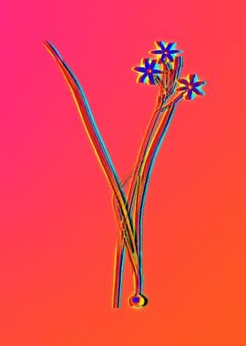 Neon Blue Flower Painting