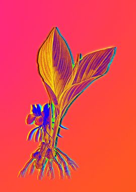 Neon Blue Floral Drawing