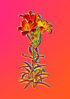 Fire Neon Floral Painting