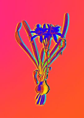 Blue Neon Flower Artwork