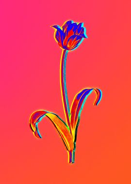 Fire Neon Flower Painting