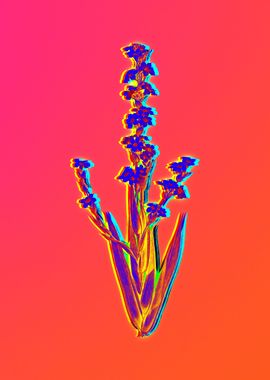 Blue Neon Flower on Pink