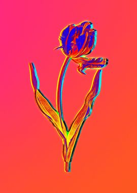 Fire Neon Flower Painting