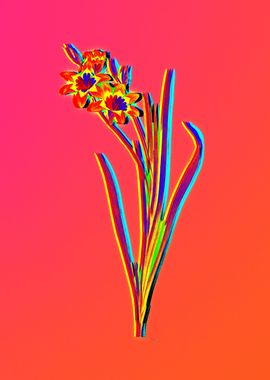 Neon Yellow Flower Drawing