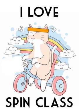 I LOVE SPIN CLASS Cute Cat