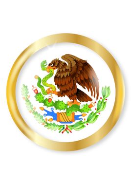 Mexican Flag Emblem Button